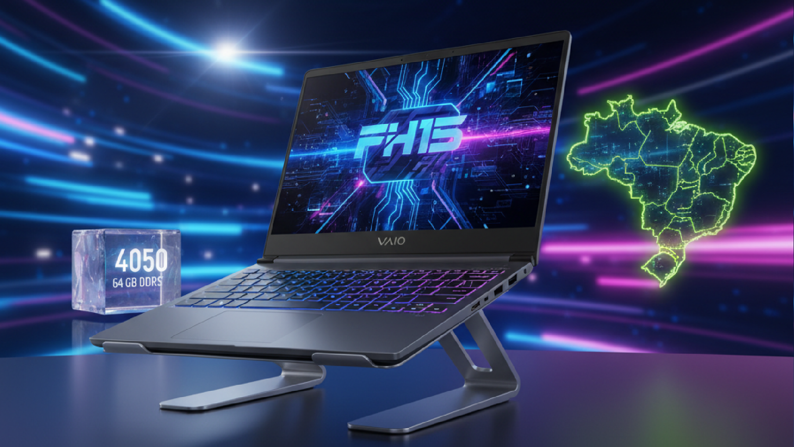 Imagem ilustrativa sobre VAIO lança notebook FH15 com RTX 4050 e até 64 GB DDR5 no Brasil