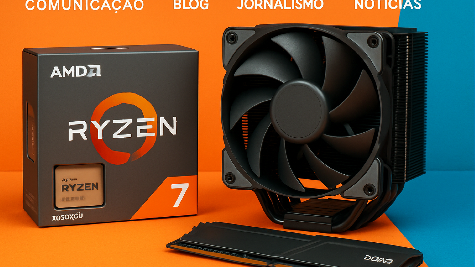 Imagem ilustrativa sobre AMD começa a vender kits com Ryzen 7 9850X3D, 32 GB DDR5 e cooler high-end