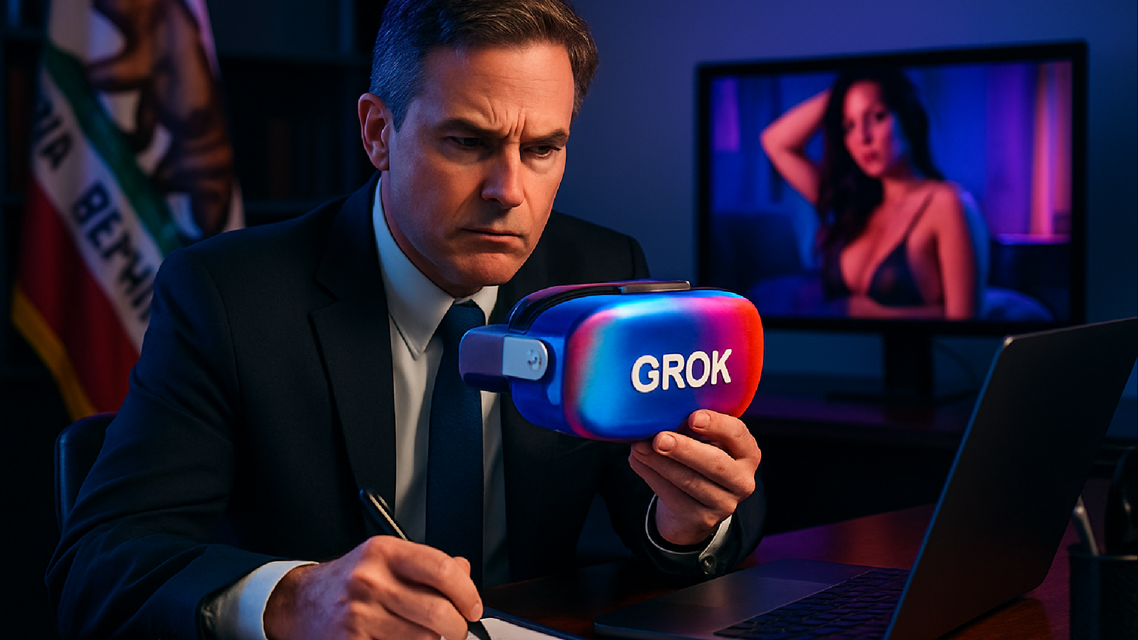 Imagem ilustrativa sobre Procurador da Califórnia abre investigação contra Grok por caso de imagens de caráter sexual