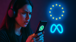 Imagem ilustrativa sobre UE ameaça punir Meta por nova política sobre uso de IA no WhatsApp