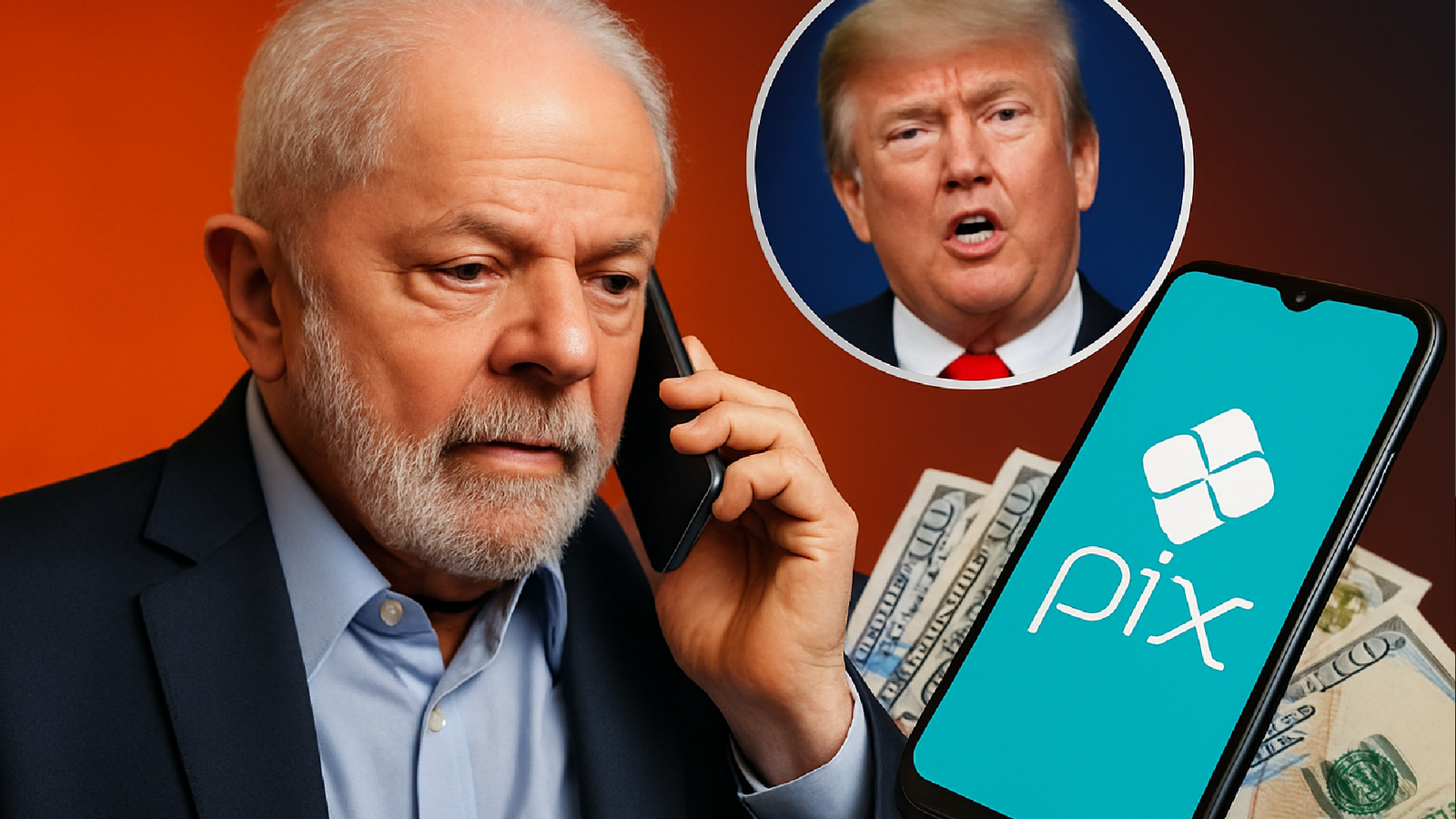 Imagem ilustrativa sobre Lula cobra ligação de Trump e diz que Pix vai acabar com empresas dos EUA