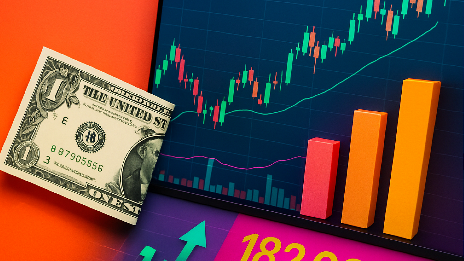 Imagem ilustrativa sobre Dólar cai a R$ 5,22 e Bolsa bate 182 mil pontos ante de decisão de juros